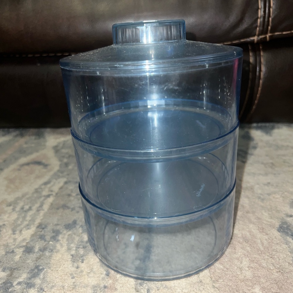 Vintage Blue Tupperware Acrylic Stackable Canister set w/ Lid